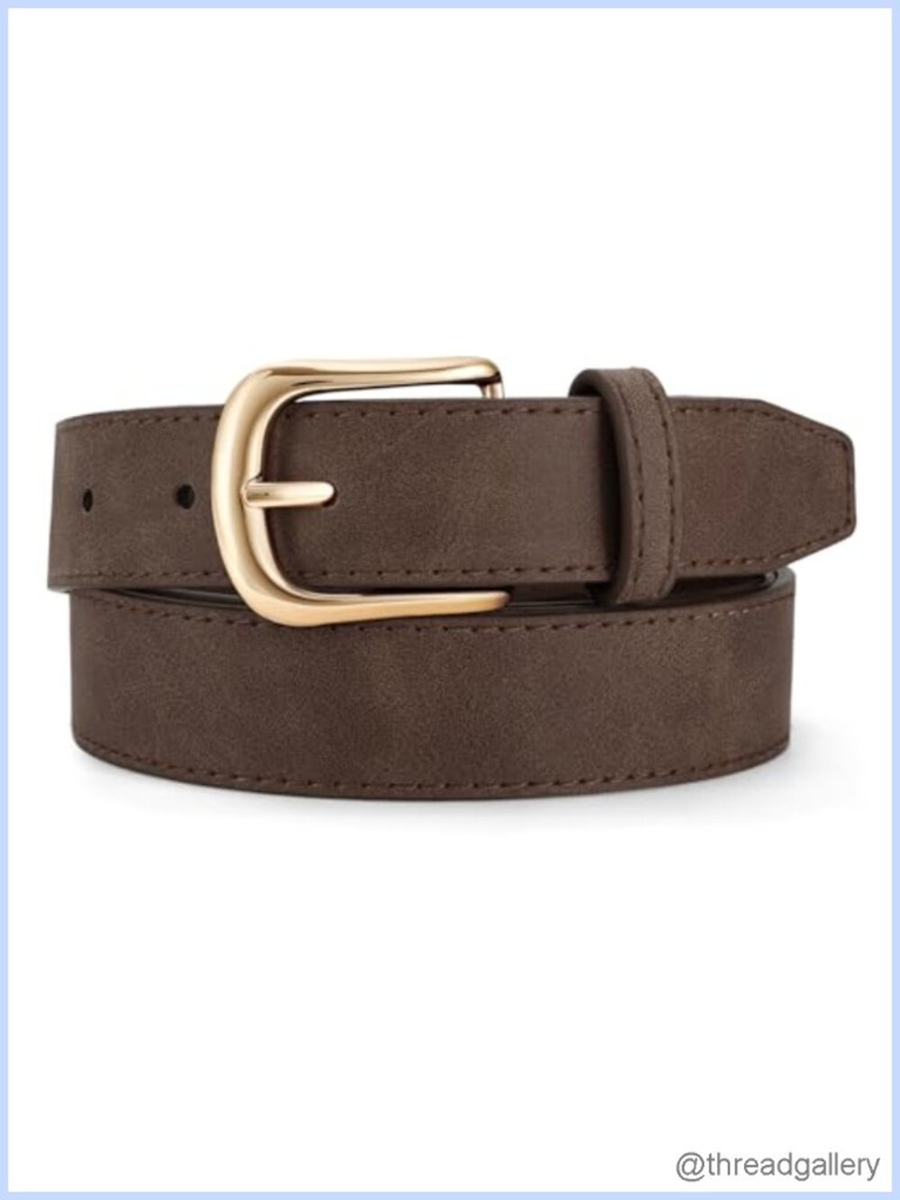 Women's Faux Leather Vintage Belt with Gold Buckle Adjustable Fit
